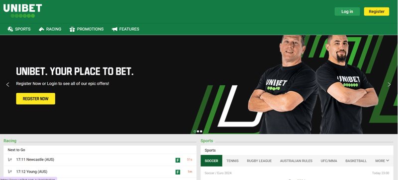 Unibet Betting Site homepage screenshot