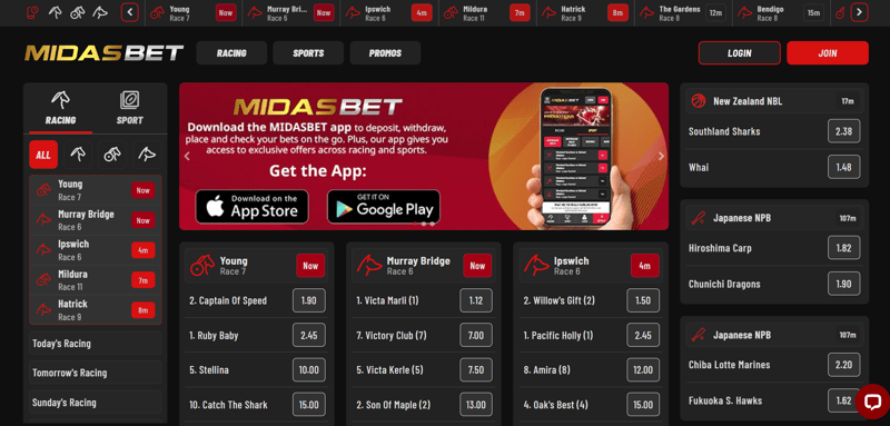 Midasbet Betting Site Homepage Screenshot